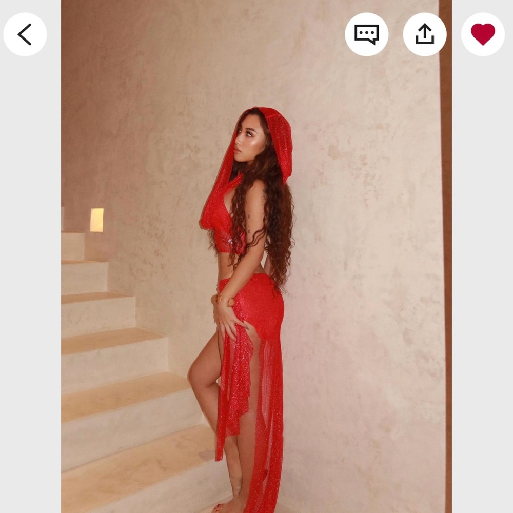 Red Sheer Two-Piece Set - Picture 3 of 3